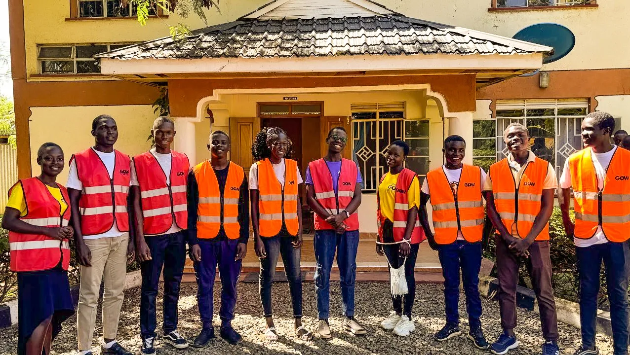 Group of students on education scholarships in Kenya outside the Oloowere Foundation centre